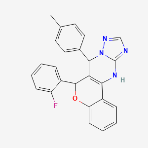 molecular formula C25H19FN4O B14965749 6-(2-fluorophenyl)-7-(4-methylphenyl)-7,12-dihydro-6H-chromeno[4,3-d][1,2,4]triazolo[1,5-a]pyrimidine 