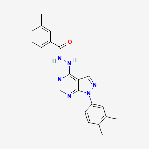 molecular formula C21H20N6O B14965811 N'-[1-(3,4-dimethylphenyl)-1H-pyrazolo[3,4-d]pyrimidin-4-yl]-3-methylbenzohydrazide 
