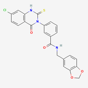 molecular formula C23H16ClN3O4S B14966234 N-(1,3-benzodioxol-5-ylmethyl)-3-(7-chloro-4-oxo-2-sulfanylidene-1H-quinazolin-3-yl)benzamide 