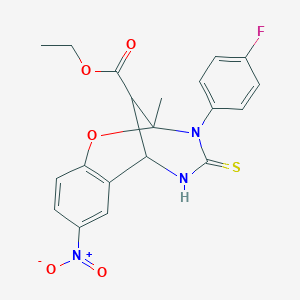 molecular formula C20H18FN3O5S B14966802 ethyl 3-(4-fluorophenyl)-2-methyl-8-nitro-4-thioxo-3,4,5,6-tetrahydro-2H-2,6-methano-1,3,5-benzoxadiazocine-11-carboxylate 