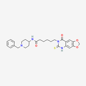 molecular formula C27H32N4O4S B14966809 N-(1-benzylpiperidin-4-yl)-6-(8-oxo-6-thioxo-5,6-dihydro-[1,3]dioxolo[4,5-g]quinazolin-7(8H)-yl)hexanamide 