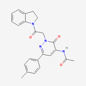 molecular formula C23H22N4O3 B14967377 N-{2-[2-(2,3-dihydro-1H-indol-1-yl)-2-oxoethyl]-6-(4-methylphenyl)-3-oxo-2,3-dihydropyridazin-4-yl}acetamide 