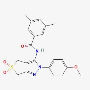 molecular formula C21H21N3O4S B14967513 N-(2-(4-methoxyphenyl)-5,5-dioxido-4,6-dihydro-2H-thieno[3,4-c]pyrazol-3-yl)-3,5-dimethylbenzamide 