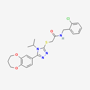 molecular formula C23H25ClN4O3S B14967545 N-(2-chlorobenzyl)-2-{[5-(3,4-dihydro-2H-1,5-benzodioxepin-7-yl)-4-(propan-2-yl)-4H-1,2,4-triazol-3-yl]sulfanyl}acetamide 