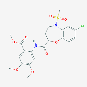 molecular formula C21H23ClN2O8S B14967701 Methyl 2-({[7-chloro-5-(methylsulfonyl)-2,3,4,5-tetrahydro-1,5-benzoxazepin-2-yl]carbonyl}amino)-4,5-dimethoxybenzoate 