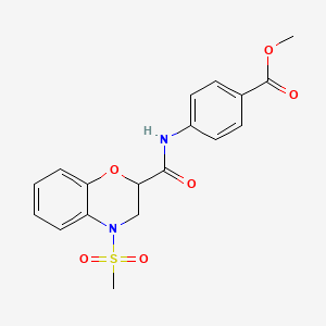 molecular formula C18H18N2O6S B14967895 methyl 4-({[4-(methylsulfonyl)-3,4-dihydro-2H-1,4-benzoxazin-2-yl]carbonyl}amino)benzoate 