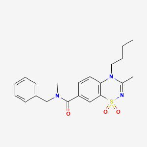 molecular formula C21H25N3O3S B14968215 N-benzyl-4-butyl-N,3-dimethyl-4H-1,2,4-benzothiadiazine-7-carboxamide 1,1-dioxide 