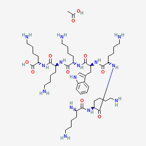molecular formula C49H88N14O10 B1496837 acetic acid;(2S)-6-amino-2-[[(2S)-6-amino-2-[[(2S)-6-amino-2-[[(2S)-2-[[(2S)-6-amino-2-[[(2S)-6-amino-2-[[(2S)-2,6-diaminohexanoyl]amino]hexanoyl]amino]hexanoyl]amino]-3-(1H-indol-3-yl)propanoyl]amino]hexanoyl]amino]hexanoyl]amino]hexanoic acid 