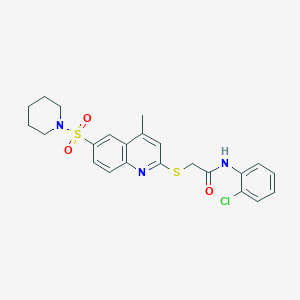 molecular formula C23H24ClN3O3S2 B14968563 N-(2-Chlorophenyl)-2-{[4-methyl-6-(piperidine-1-sulfonyl)quinolin-2-YL]sulfanyl}acetamide 