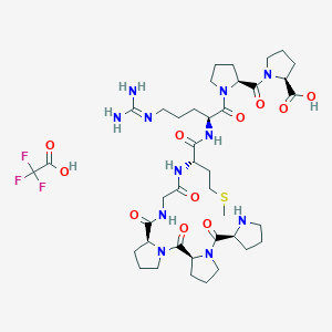 molecular formula C40H62F3N11O11S B1496858 (2S)-1-[(2S)-1-[(2S)-5-(diaminomethylideneamino)-2-[[(2S)-4-methylsulfanyl-2-[[2-[[(2S)-1-[(2S)-1-[(2S)-pyrrolidine-2-carbonyl]pyrrolidine-2-carbonyl]pyrrolidine-2-carbonyl]amino]acetyl]amino]butanoyl]amino]pentanoyl]pyrrolidine-2-carbonyl]pyrrolidine-2-carboxylic acid;2,2,2-trifluoroacetic acid 
