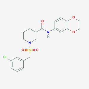 molecular formula C21H23ClN2O5S B14968711 1-[(3-chlorobenzyl)sulfonyl]-N-(2,3-dihydro-1,4-benzodioxin-6-yl)piperidine-3-carboxamide 