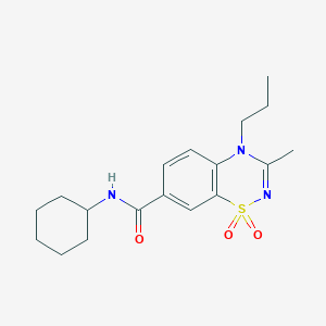 molecular formula C18H25N3O3S B14968795 N-cyclohexyl-3-methyl-4-propyl-4H-1,2,4-benzothiadiazine-7-carboxamide 1,1-dioxide 