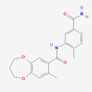 molecular formula C19H20N2O4 B14969155 N-(5-carbamoyl-2-methylphenyl)-8-methyl-3,4-dihydro-2H-1,5-benzodioxepine-7-carboxamide 