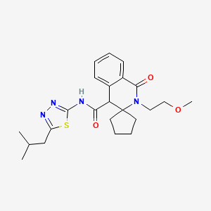 molecular formula C23H30N4O3S B14969262 N-(5-isobutyl-1,3,4-thiadiazol-2-yl)-2'-(2-methoxyethyl)-1'-oxo-2',4'-dihydro-1'H-spiro[cyclopentane-1,3'-isoquinoline]-4'-carboxamide 
