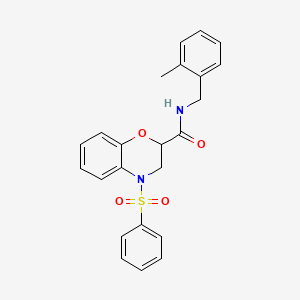 molecular formula C23H22N2O4S B14969269 N-(2-methylbenzyl)-4-(phenylsulfonyl)-3,4-dihydro-2H-1,4-benzoxazine-2-carboxamide 