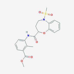 molecular formula C20H22N2O6S B14969287 Methyl 2-methyl-3-({[5-(methylsulfonyl)-2,3,4,5-tetrahydro-1,5-benzoxazepin-2-yl]carbonyl}amino)benzoate 