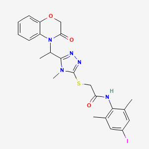 molecular formula C23H24IN5O3S B14969336 N-(4-iodo-2,6-dimethylphenyl)-2-({4-methyl-5-[1-(3-oxo-2,3-dihydro-4H-1,4-benzoxazin-4-yl)ethyl]-4H-1,2,4-triazol-3-yl}sulfanyl)acetamide 