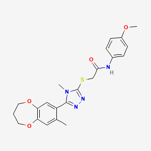 molecular formula C22H24N4O4S B14969362 N-(4-methoxyphenyl)-2-{[4-methyl-5-(8-methyl-3,4-dihydro-2H-1,5-benzodioxepin-7-yl)-4H-1,2,4-triazol-3-yl]sulfanyl}acetamide 