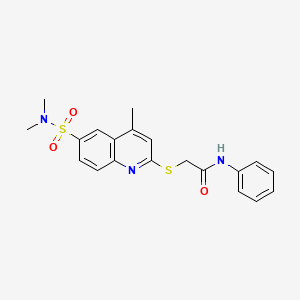molecular formula C20H21N3O3S2 B14969401 2-{[6-(dimethylsulfamoyl)-4-methylquinolin-2-yl]sulfanyl}-N-phenylacetamide 