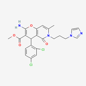 molecular formula C23H22Cl2N4O4 B14969472 methyl 2-amino-4-(2,4-dichlorophenyl)-6-[3-(1H-imidazol-1-yl)propyl]-7-methyl-5-oxo-5,6-dihydro-4H-pyrano[3,2-c]pyridine-3-carboxylate 