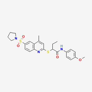 molecular formula C25H29N3O4S2 B14969506 N-(4-Methoxyphenyl)-2-{[4-methyl-6-(pyrrolidine-1-sulfonyl)quinolin-2-YL]sulfanyl}butanamide 