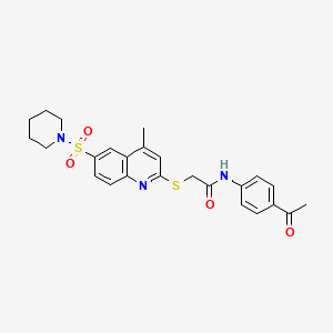 molecular formula C25H27N3O4S2 B14969521 N-(4-Acetylphenyl)-2-{[4-methyl-6-(piperidine-1-sulfonyl)quinolin-2-YL]sulfanyl}acetamide 