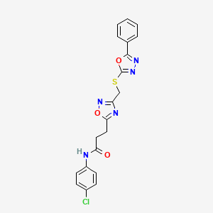 molecular formula C20H16ClN5O3S B14969529 N-(4-chlorophenyl)-3-(3-{[(5-phenyl-1,3,4-oxadiazol-2-yl)sulfanyl]methyl}-1,2,4-oxadiazol-5-yl)propanamide 