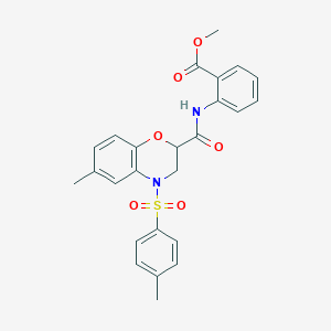 molecular formula C25H24N2O6S B14969593 methyl 2-[({6-methyl-4-[(4-methylphenyl)sulfonyl]-3,4-dihydro-2H-1,4-benzoxazin-2-yl}carbonyl)amino]benzoate 