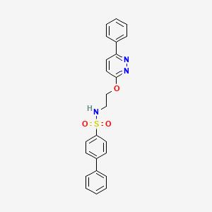 molecular formula C24H21N3O3S B14969720 N-{2-[(6-Phenylpyridazin-3-YL)oxy]ethyl}-[1,1'-biphenyl]-4-sulfonamide 