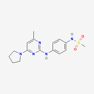 molecular formula C16H21N5O2S B14969779 N-(4-{[4-Methyl-6-(1-pyrrolidinyl)-2-pyrimidinyl]amino}phenyl)methanesulfonamide 