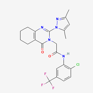 molecular formula C22H21ClF3N5O2 B14969815 N-(2-chloro-5-(trifluoromethyl)phenyl)-2-(2-(3,5-dimethyl-1H-pyrazol-1-yl)-4-oxo-5,6,7,8-tetrahydroquinazolin-3(4H)-yl)acetamide 