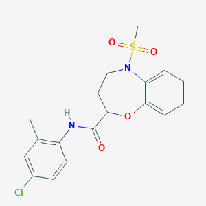 molecular formula C18H19ClN2O4S B14969844 N-(4-chloro-2-methylphenyl)-5-(methylsulfonyl)-2,3,4,5-tetrahydro-1,5-benzoxazepine-2-carboxamide 