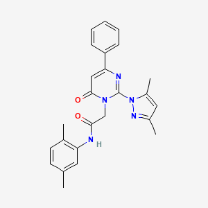 molecular formula C25H25N5O2 B14969871 2-(2-(3,5-dimethyl-1H-pyrazol-1-yl)-6-oxo-4-phenylpyrimidin-1(6H)-yl)-N-(2,5-dimethylphenyl)acetamide 