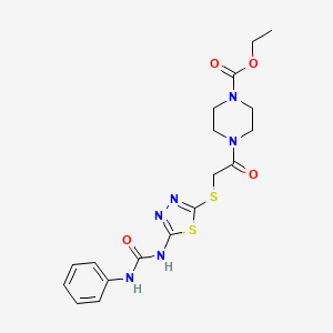 molecular formula C18H22N6O4S2 B14969967 Ethyl 4-[2-({5-[(phenylcarbamoyl)amino]-1,3,4-thiadiazol-2-YL}sulfanyl)acetyl]piperazine-1-carboxylate 