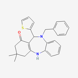 molecular formula C26H26N2OS B14969990 10-benzyl-3,3-dimethyl-11-(thiophen-2-yl)-2,3,4,5,10,11-hexahydro-1H-dibenzo[b,e][1,4]diazepin-1-one 