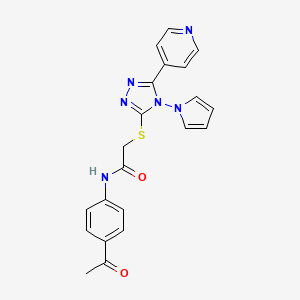 molecular formula C21H18N6O2S B14970027 N-(4-acetylphenyl)-2-{[5-(pyridin-4-yl)-4-(1H-pyrrol-1-yl)-4H-1,2,4-triazol-3-yl]sulfanyl}acetamide 