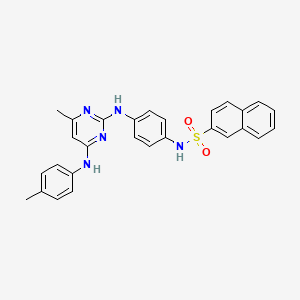 molecular formula C28H25N5O2S B14970087 N-(4-((4-methyl-6-(p-tolylamino)pyrimidin-2-yl)amino)phenyl)naphthalene-2-sulfonamide 