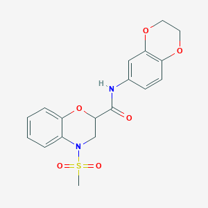 molecular formula C18H18N2O6S B14970150 N-(2,3-dihydro-1,4-benzodioxin-6-yl)-4-(methylsulfonyl)-3,4-dihydro-2H-1,4-benzoxazine-2-carboxamide 