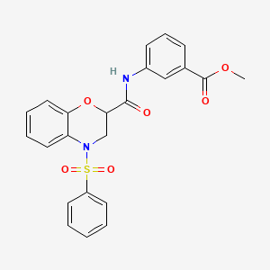molecular formula C23H20N2O6S B14970298 methyl 3-({[4-(phenylsulfonyl)-3,4-dihydro-2H-1,4-benzoxazin-2-yl]carbonyl}amino)benzoate 