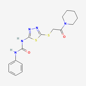 molecular formula C16H19N5O2S2 B14970327 1-(5-((2-Oxo-2-(piperidin-1-yl)ethyl)thio)-1,3,4-thiadiazol-2-yl)-3-phenylurea 