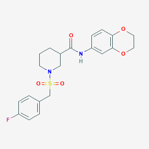 molecular formula C21H23FN2O5S B14970383 N-(2,3-dihydro-1,4-benzodioxin-6-yl)-1-[(4-fluorobenzyl)sulfonyl]piperidine-3-carboxamide 