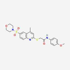 molecular formula C23H25N3O5S2 B14970407 N-(4-Methoxyphenyl)-2-{[4-methyl-6-(morpholine-4-sulfonyl)quinolin-2-YL]sulfanyl}acetamide 