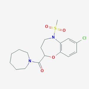 molecular formula C17H23ClN2O4S B14970420 Azepan-1-yl[7-chloro-5-(methylsulfonyl)-2,3,4,5-tetrahydro-1,5-benzoxazepin-2-yl]methanone 
