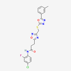 molecular formula C21H17ClFN5O3S B14970422 N-(4-chloro-2-fluorophenyl)-3-[3-({[5-(3-methylphenyl)-1,3,4-oxadiazol-2-yl]sulfanyl}methyl)-1,2,4-oxadiazol-5-yl]propanamide 