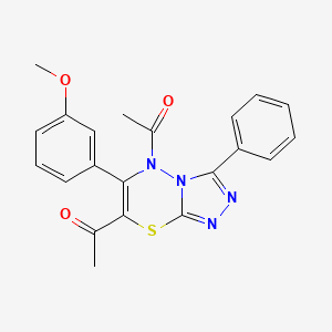 molecular formula C21H18N4O3S B14970451 1,1'-[6-(3-methoxyphenyl)-3-phenyl-5H-[1,2,4]triazolo[3,4-b][1,3,4]thiadiazine-5,7-diyl]diethanone 
