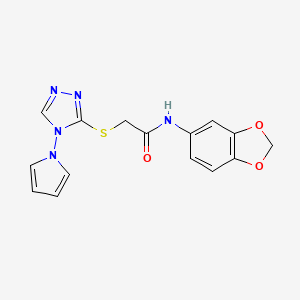 molecular formula C15H13N5O3S B14970496 N-(1,3-benzodioxol-5-yl)-2-{[4-(1H-pyrrol-1-yl)-4H-1,2,4-triazol-3-yl]sulfanyl}acetamide 