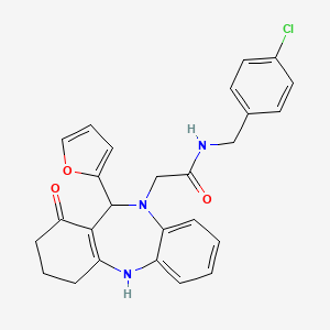 molecular formula C26H24ClN3O3 B14970581 N-(4-chlorobenzyl)-2-[11-(furan-2-yl)-1-oxo-1,2,3,4,5,11-hexahydro-10H-dibenzo[b,e][1,4]diazepin-10-yl]acetamide 