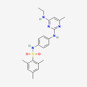 molecular formula C22H27N5O2S B14970590 N-(4-((4-(ethylamino)-6-methylpyrimidin-2-yl)amino)phenyl)-2,4,6-trimethylbenzenesulfonamide 