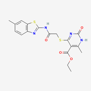 molecular formula C18H18N4O4S2 B14970626 Ethyl 6-methyl-4-((2-((6-methylbenzo[d]thiazol-2-yl)amino)-2-oxoethyl)thio)-2-oxo-1,2-dihydropyrimidine-5-carboxylate 