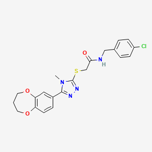 molecular formula C21H21ClN4O3S B14970702 N-(4-chlorobenzyl)-2-{[5-(3,4-dihydro-2H-1,5-benzodioxepin-7-yl)-4-methyl-4H-1,2,4-triazol-3-yl]sulfanyl}acetamide 
